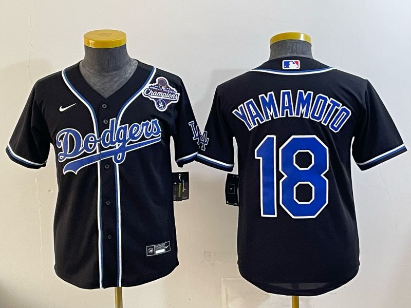 Youth Nike 2026 Los Angeles Dodgers #18 Yamamoto Black Game MLB Jersey 085
